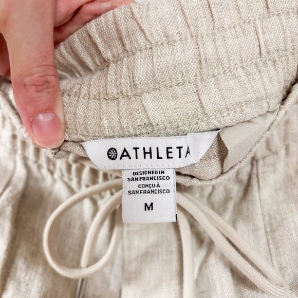 NWT Athleta Retreat Linen Wide Leg Pant in the Color Undeyed Cream/Tan - Picture 8 of 8